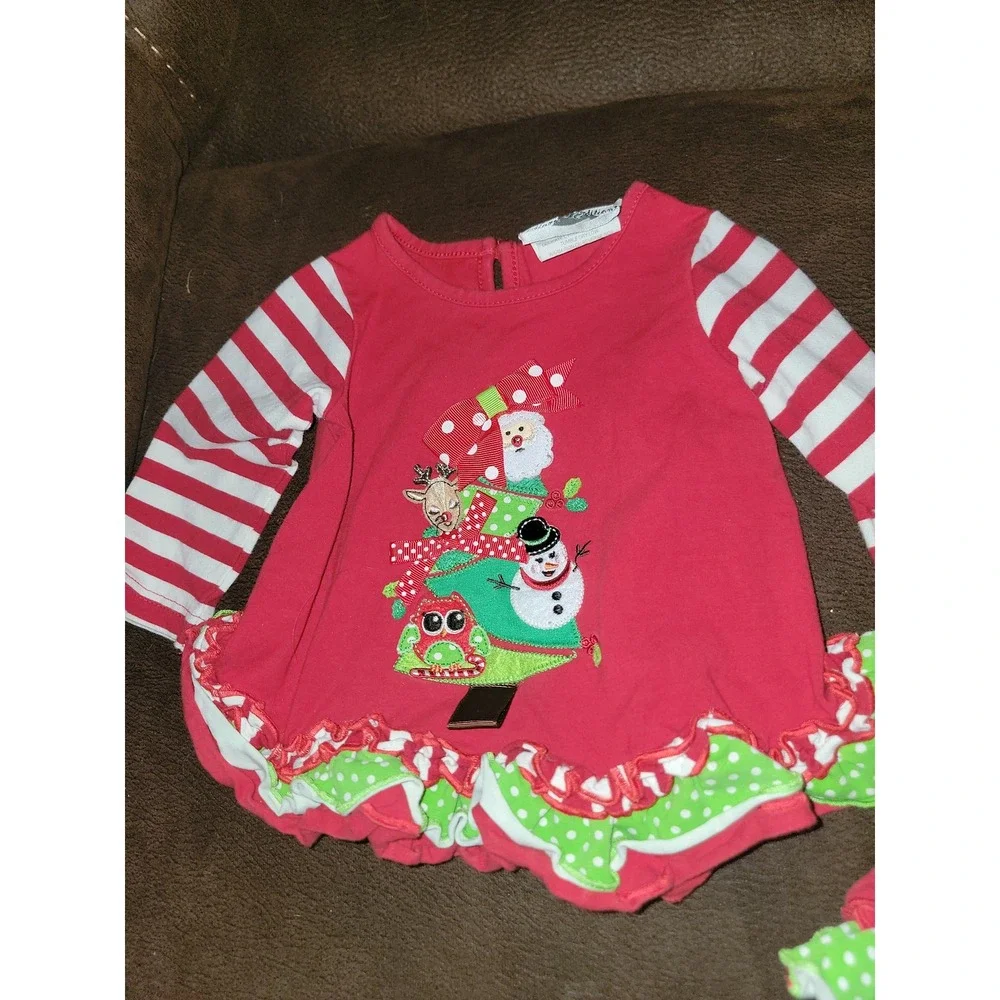 Rare editions holiday Christmas santa‎ tree outfit top leggings size 6 months